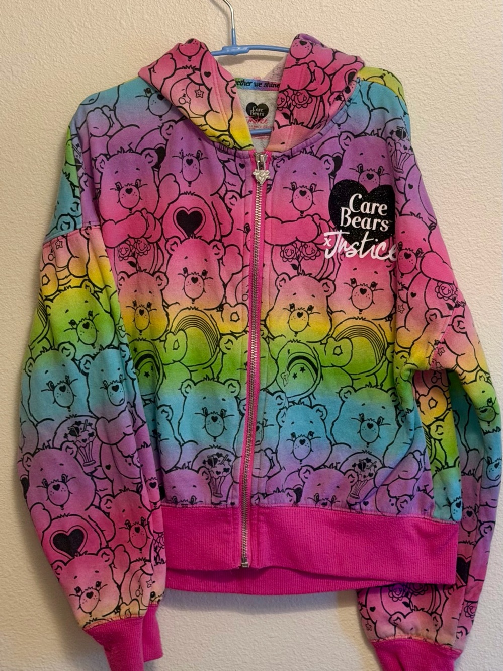 Justice Care Bears Rainbow Gradient Zip Hoodie - Girls M/10